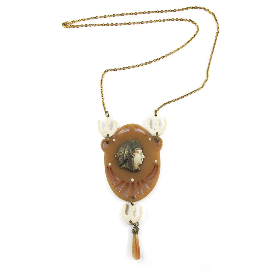 Vintage circa 1930's Galalith-Brass Necklace