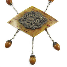 Load image into Gallery viewer, Rare French Vintage Galalith-Brass Handmade Necklace c. 1930&#39;s