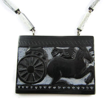 Load image into Gallery viewer, French Deco Necklace - Carved design of horse and carriage - 1940&#39;s
