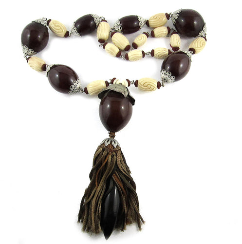 French Deco-Art Noveau Silk Tassel Necklace c. 1920