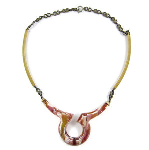 Vintage Celluloid & Brass Necklace