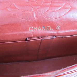 Vintage Authentic Signed 'Chanel' Quilted Red Leather Chain Bag - Paris