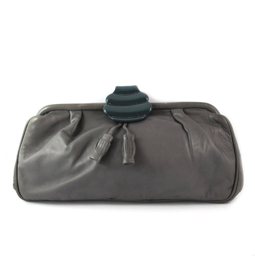 Vintage Signed 'Cui de sac' Made in Italy Stoft Grey Naper Leather Clutch