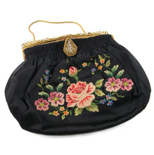 Load image into Gallery viewer, Vintage French 1920&#39;s Hand Made, Embroidery Purse with Beaded Crystal Detail
