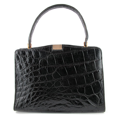French Vintage Signed 'Made Expressly For Macy Associates' Croc Skin Purse c. 1950