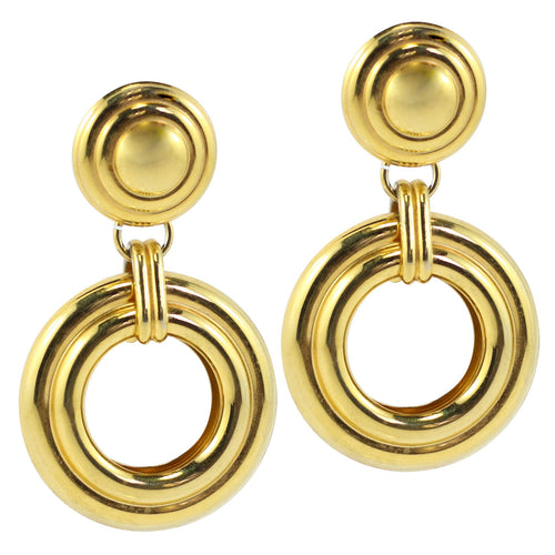 Large Vintage Gold Tone Swirl Double Hoop Earrings c.1970s (Pierced)