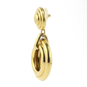 Large Vintage Gold Tone Swirl Double Hoop Earrings c.1970s (Pierced)