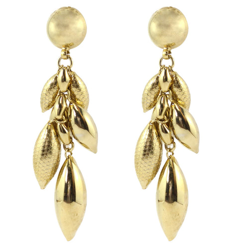 Vintage Boho Gold Tone Tassel Bell Drop Earrings c. 1970's-( Clip-on Earrings)