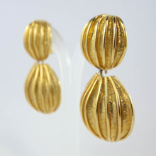Load image into Gallery viewer, Stunning Double Circle Cut Out Vintage Gold Tone Earrings c. 1980&#39;s-( Clip-on Earrings)