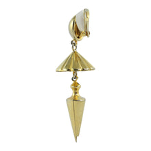 Load image into Gallery viewer, Vintage Gold Tone Drop Pyramid &amp; Cone Earrings c. 1970&#39;s-( Clip-on Earrings)