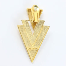 Load image into Gallery viewer, Matte Finish Gold Tone Triangle Drop c.1980s Clip-On Earrings