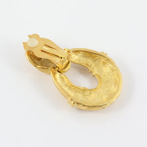 Revival Inspired Vintage Matte Gold Tone Engraved Clip-On Earrings c.1960s