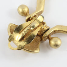 Load image into Gallery viewer, Signed Matte Gold Tone Door Knocker Vintage D.K.N.Y Clip-On Earrings c.1990s