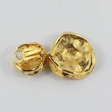 Load image into Gallery viewer, Polished Gold Tone Sculpted Drop Clip-On Earrings c.1980s