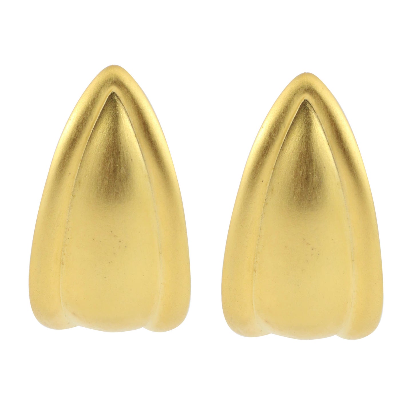 Long Matte Gold Tone Streamlined Drop Clip-On Earrings c.1980s