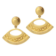Load image into Gallery viewer, Matte Gold Tone Revival Inspired Trapezium Drop Clip-On Earrings c.1960s