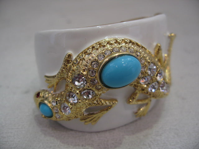 Kenneth Jay Lane Turquoise Lizard Clamper