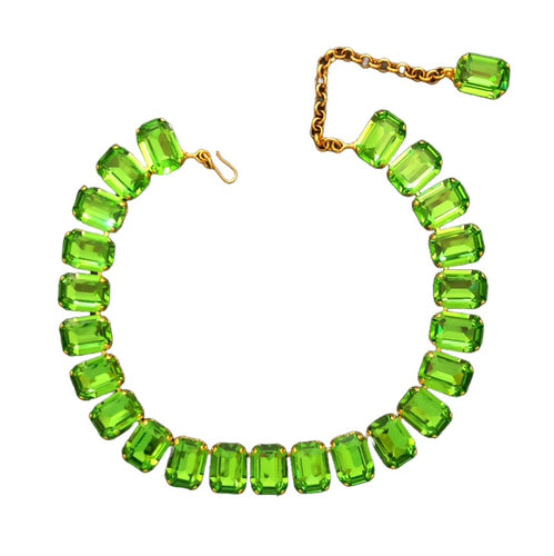 Harlequin Market Octagon Austrian Crystal Accent Necklace - Green Apple