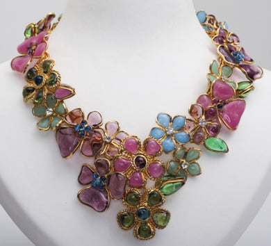 Vintage Pate-de-verre Floral Necklace