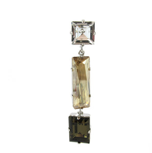 HQM Austrian Crystal Earrings - Drop Earrings - Clear Golden Shadow and Black Diamond - ((Pierced earrings)