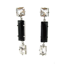 Load image into Gallery viewer, HQM Austrian Crystal Earrings - Drop Earrings - Clear, Black Opaque