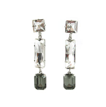 Load image into Gallery viewer, HQM Austrian Crystal Earrings - Drop Earrings - Clear, Black Diamond- ( Clip-On Earrings)