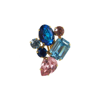 HQM Austrian Crystal Earrings - Abstract Cluster - Light Sapphire, Light Rose and Bermuda Blue
