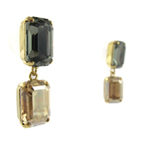 Load image into Gallery viewer, HQM Austrian Crystal Drop Earrings - Golden Shadow - Black Diamond