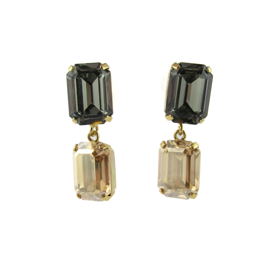 HQM Austrian Crystal Drop Earrings - Golden Shadow - Black Diamond