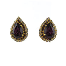 Load image into Gallery viewer, HQM Austrian Crystal Drop Earrings - Amethyst and Clear (Clip On)