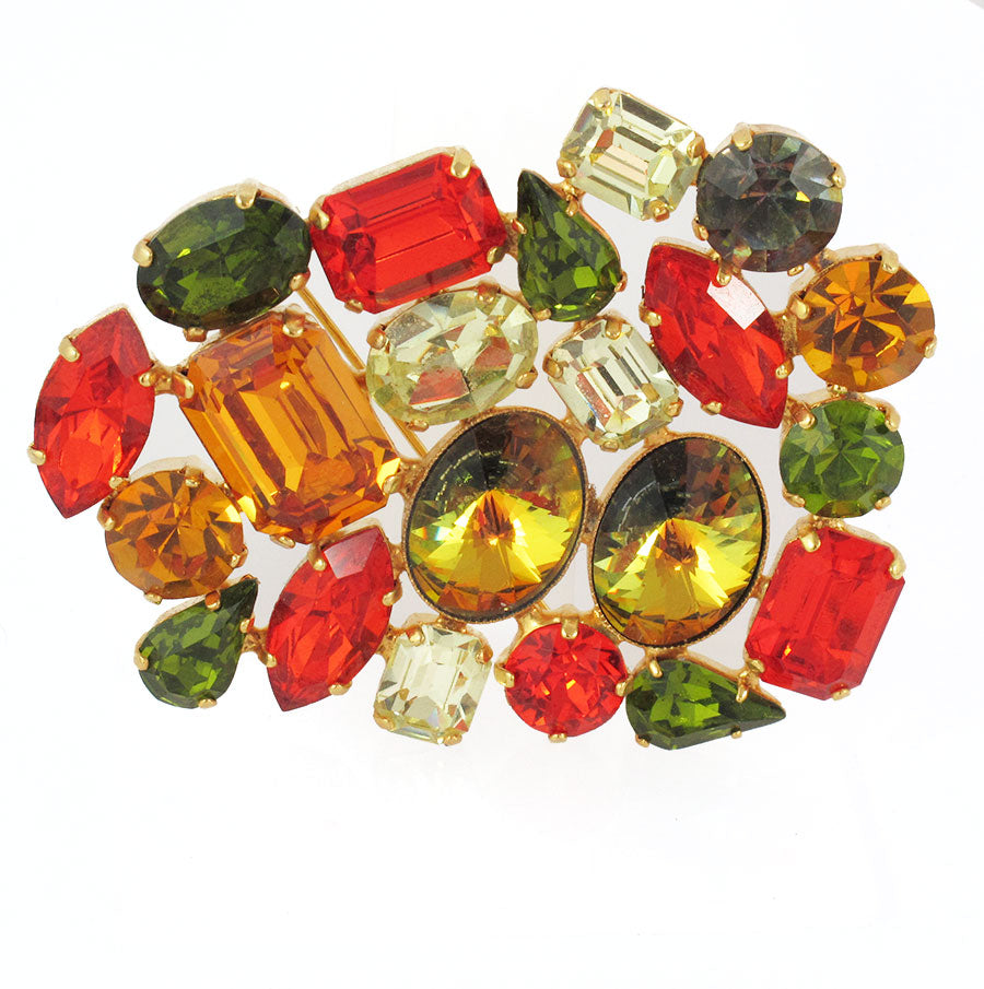 Harlequin Market Crystal Cluster Brooch