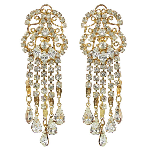 HQM Austrian Chandelier Clear Crystal Earrings (Clip-on)