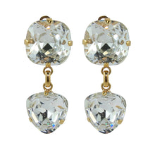 Load image into Gallery viewer, HQM Austrian Clear Crystal Double drop earrings (Clip-on)