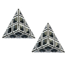 Load image into Gallery viewer, HQM Austrian Clear Crystal &amp; Black Statement Pyramid Earrings (Pierced)