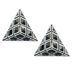 HQM Austrian Clear Crystal & Black Statement Pyramid Earrings (Pierced)
