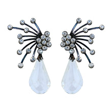Load image into Gallery viewer, HQM Austrian Clear Crystal Black Spark Drop Earrings (Pierced)