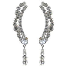 Load image into Gallery viewer, HQM Austrian Clear Crystal Delicate Cuff Tassel Earrings (Clip-on)