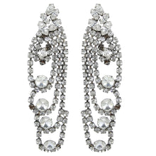 Load image into Gallery viewer, HQM Austrian Clear Crystal Multi-Layered Statement Deco Style Earrings (Clip-on)