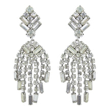 Load image into Gallery viewer, HQM Austrian Crystal Rhinestone Deco Style Waterfall Cluster Earrings - Clear Crystal (Clip-on)
