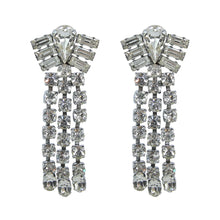 Load image into Gallery viewer, HQM Austrian Clear Crystal Diamond Shaped Waterfall Tassel Earrings (Pierced)
