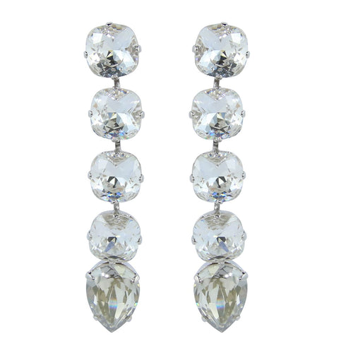 HQM Dramatic Austrian Clear Crystal Drop Earrings (Pierced)