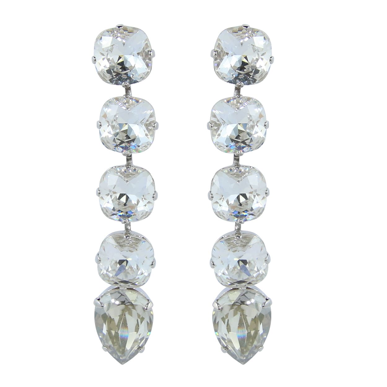HQM Dramatic Austrian Clear Crystal Drop Earrings (Pierced)