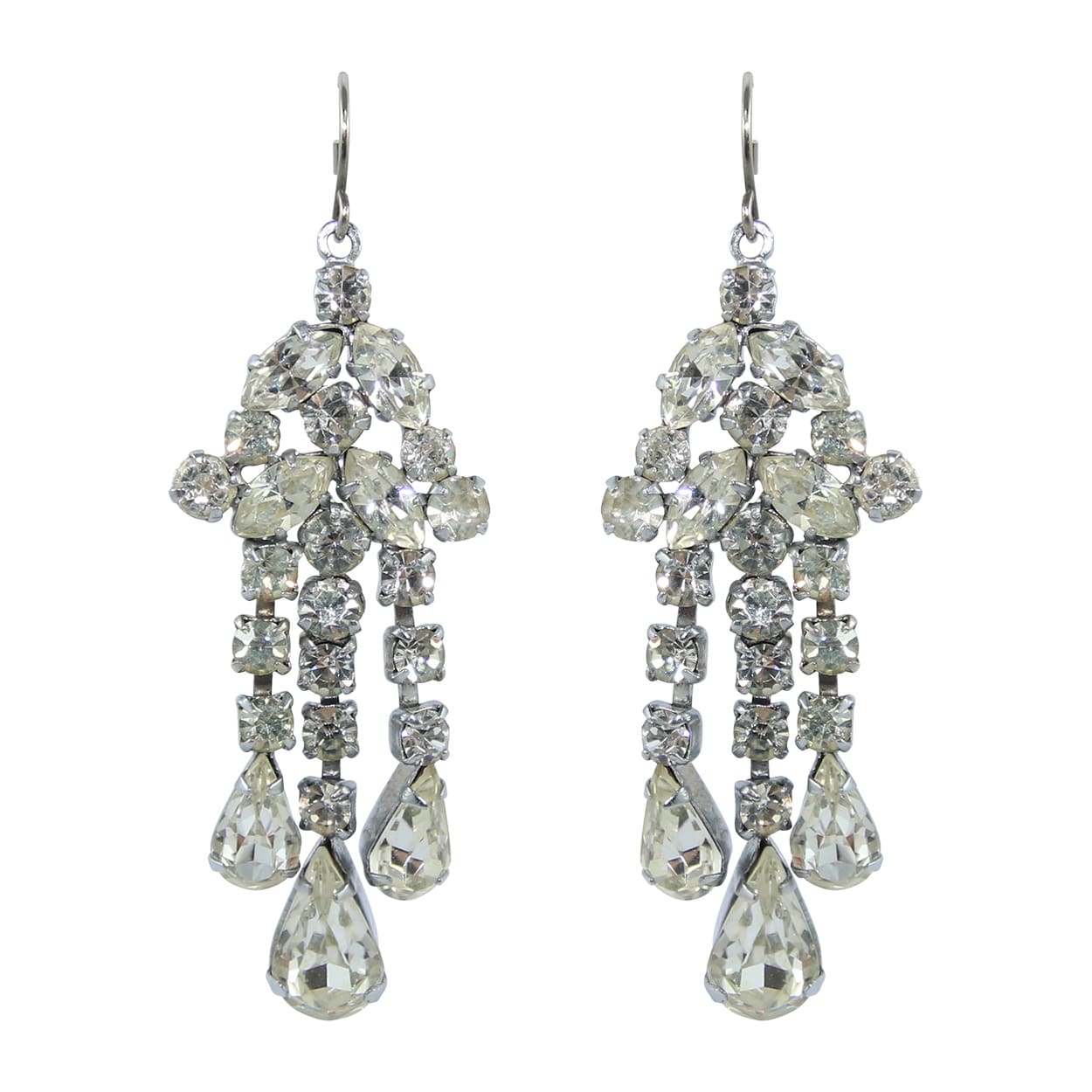 HQM Clear Crystal Small Chandelier Drop Earrings (Pierced)