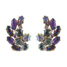 Load image into Gallery viewer, HQM Austrian Crystal Cluster Earrings - Heliotrope (Clip-On)