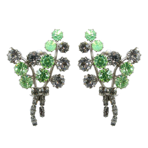 HQM Austrian Crystal Leaf Cluster Earrings (Clip-On)