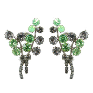 HQM Austrian Crystal Leaf Cluster Earrings (Clip-On)