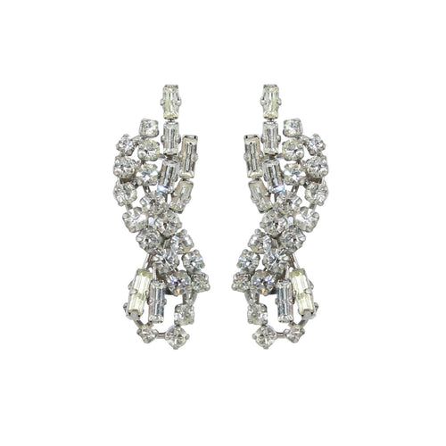 HQM Austrian Clear Crystal Infinity Twist Earrings (Clip-On)