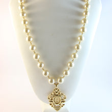 Load image into Gallery viewer, Signed Rochas Vintage Faux Pearl Pendant Key Hole Necklace