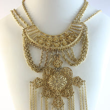Load image into Gallery viewer, Vintage Goldette Sculptural Brutalist Style Goldtone Pendant Necklace c. 1970&#39;s