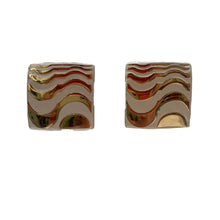 Load image into Gallery viewer, Vintage Givenchy Cream and Gold Tone Swirl Squared Earrings (Clip-On)